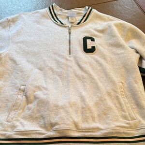 Champion Gray Crewneck Sweater with Green Accents